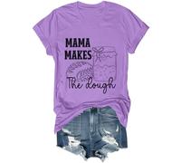 Camisa divertida para amantes de la repostería de pan con texto en inglés "Mama Makes The Dough", unisex, Morado (, XXL