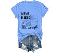 Camisa divertida para amantes de la repostería de pan con texto en inglés "Mama Makes The Dough", unisex, Azul (carolina blue), XL