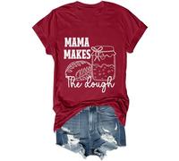 Camisa divertida para amantes de la repostería de pan con texto en inglés "Mama Makes The Dough", unisex, Burdeos, 3XL