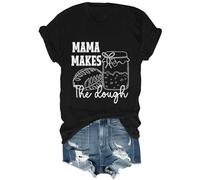 Camisa divertida para amantes de la repostería de pan con texto en inglés "Mama Makes The Dough", unisex, Negro, S