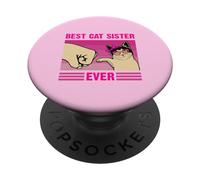Camisa Divertida para Hermana y Gato para Mujeres y niñas, la Mejor Hermana del Gato PopSockets PopGrip Adhesivo