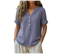 Camisa Elegante Mujer Camisa De Lino De Manga Corta para Mujer Camisetas Verano Camiseta Algodón Manga Corta para Blusas Mangas 3/4 Ropa Verano Casual Larga Remata Una Tipo Túnica Algodón Suelta