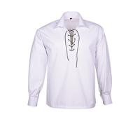 Camisa escocesa jacobita jacobita ghillie para hombre, camisa tradicional escocesa de las tierras altas, traje de falda escocesa de manga larga, blanco, 5XL