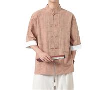 Camisa estampada de estilo chino para hombre, parte superior mandarina ligera con diseño oriental, Camisas florales marrones, 4XL