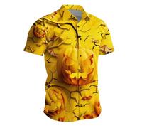 Camisa Estampada Hombre Disfraz Halloween Hombre Adulto Pirata Vaquera Vintage Camisa Medieval Terrifier Cosplay Fiesta Camisas Gotico Manga Corta Cuello Mao Camisetas Tallas Grandes Amarillo 3XL