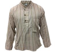 Camisa estilo hippie multicolor, de manga larga, ligera y cómoda, para hombre Marfil l.grey mix Large