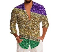 Camisa Fiesta Hombre Casual Impresa Camisa Manga Larga con Botones Estiloso Floral Geometric Patrón Cómoda Daily Wear Respirable Fabric para Hombre Conjunto De Carnaval