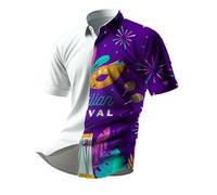 Camisa Fiesta Hombre Conjunto De Carnaval Manga Larga Camisa Otoño Casual 3D Printing Hawaii Corta Camisas Tops Hombre