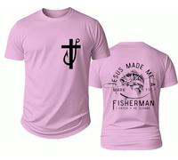Camisa Fishers of Men, camisa Fisher of Men, camiseta Jesus Made Me A Fishermen, camisas de Jesús cristiano, rosa, L