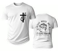 Camisa Fishers of Men, camisa Fisher of Men, camiseta Jesus Made Me A Fishermen, camisas de Jesús cristiano, blanco, XL