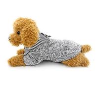Camisa for perro pequeño, ropa de otoño for niñas y niños, abrigo for perro con solapa a rayas, sudadera polar gris XXL/184/585(Gray,Medium)