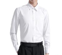 Camisa formal de manga larga para hombre diseñada para profesionales de negocios y códigos de vestimenta en el lugar de trabajo (L blanco)