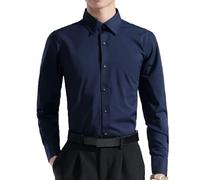 Camisa formal de manga larga para hombre diseñada para profesionales de negocios y códigos de vestimenta en el lugar de trabajo (L azul oscuro)