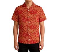 Camisa genérica de cuello alto para hombre, camiseta de manga corta con estampado de dragón, top estampado de tótem medieval, cárdigan casual, camiseta de cuello Rabattu de moda, alto estilo mitología