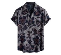 Camisa genérica para hombre de manga corta - Camisa de hombre con cuello rapeado camisón de manga corta - cómoda camiseta de manga corta - con botón camisón de moda Tops al aire libre Tops