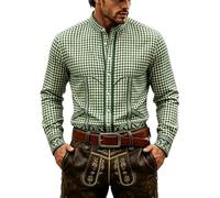 Camisa genérica para hombre, estilo Oktoberfest con cuello alto, manga larga, disfraz tradicional bávaro para fiesta, blusa popular con bordado y corte clásico cómodo, verde, S