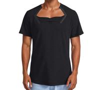 Camisa genérica para hombre post operatorio adaptable desgarrable manga corta apertura frontal Snap lateral cómoda recuperación ropa médica para pacientes y cuidados, Le Noir, XXL