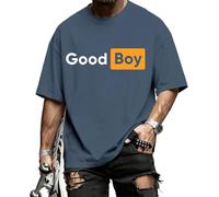 Camisa Good Boy para hombre, cuello redondo divertido, camisetas estampadas a la moda, ropa casual, manga corta, para uso diario, azul oscuro, S
