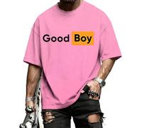 Camisa Good Boy para hombre, cuello redondo divertido, camisetas estampadas a la moda, ropa casual, manga corta, para uso diario, Rosa Oscuro, 4XL