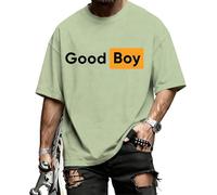 Camisa Good Boy para hombre, cuello redondo divertido, camisetas estampadas a la moda, ropa casual, manga corta, para uso diario, verde claro, M