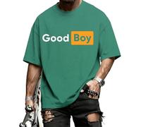 Camisa Good Boy para hombre, cuello redondo divertido, camisetas estampadas a la moda, ropa casual, manga corta, para uso diario, verde, S