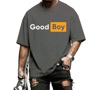 Camisa Good Boy para hombre, cuello redondo divertido, camisetas estampadas a la moda, ropa casual, manga corta, para uso diario, gris, 5XL