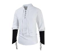 Camisa gótica de manga larga para hombre, estilo medieval, con cordones, estilo retro, para cosplay, camisas medievales, piratas, steampunk, victorianas, carnaval, vikingo, retro, renacentista, para