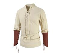 Camisa gótica de manga larga para hombre, estilo medieval, con cordones, estilo retro, para cosplay, camisas medievales, piratas, steampunk, victorianas, carnaval, vikingo, retro, renacentista, para