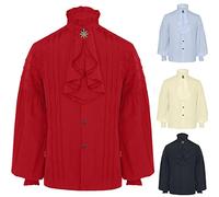 Camisa gótica steampunk para hombre, camisa renacentista con volantes, estilo vintage, manga abombada, cuello abatible, camisas de corte de poeta renacentista, tops con volantes, disfraz de pirata