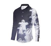 Camisa Halloween Hombre, Camisas Hombre Manga Larga, Camisa Hombre Calabaza, Camisa Festival Hombre, Camisa Estampada Hombre, Disfraz Halloween Hombre Terror, Cubre Botones Camisa Hombre