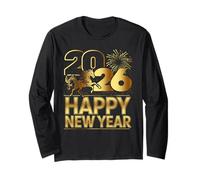 Camisa Happy New Year Party 2026 Familia a Juego Hombres Mujeres Manga Larga
