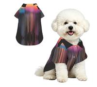 Camisa hawaiana colorida para perros pequeños, diseño de lluvia arcoíris para cachorros, ropa de playa suave y transpirable con botones