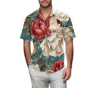 Camisa hawaiana con botones para hombre, manga corta, informal, a la moda, holgada y moderna, cuello impreso en 3D, camisa de manga corta para playa, vacaciones, camping y viajes al aire libre, hot
