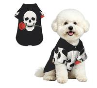 Camisa hawaiana con diseño de calavera de boca rosa para perros pequeños, bonito traje de playa de verano para cachorro, ropa de gato suave y transpirable con botones