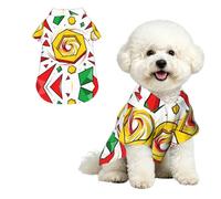 Camisa hawaiana con diseño geométrico de fragmento XL para perros pequeños, bonito traje de playa de verano para cachorro, ropa de gato suave y transpirable con botones
