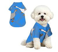Camisa hawaiana con estampado de ganso gris, camisa de verano para mascotas, chaleco suave para cachorros, ropa para mascotas, transpirable, con botones, traje de playa, talla S