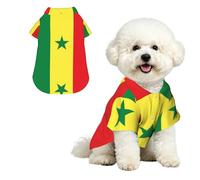 Camisa Hawaiana con la Bandera de Senegal para Mascotas - Blusa Abotonada de Suave Piel de melocotón, Estilo Playero Informal, Talla M