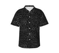 Camisa hawaiana de manga corta con estampado abstracto de ciencia química para hombre, informal, para playa, verano, playa, con botones, Negro, XXL