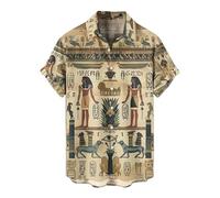 Camisa Hawaiana de Manga Corta para Hombre Antiguo Egipto Faraones Gráfico Patrón 3D Impreso Button Down Camisas Aloha Harajuku Streetwear Verano Playa Vacaciones Playa Top
