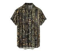 Camisa Hawaiana de Manga Corta para Hombre Antiguo Egipto Faraones Gráfico Patrón 3D Impreso Button Down Camisas Aloha Harajuku Streetwear Verano Playa Vacaciones Playa Top