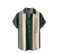 Camisa hawaiana de palmera caribeña para hombre, con botones, manga corta, para playa, tropical, solapa, verano, casual, bloque de color, crucero, gráfico vintage, divertido, México, cubano, bolos