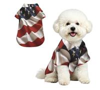 Camisa hawaiana de verano para perro, bonita ropa tropical para mascotas para perros pequeños, gatos, traje de playa ligero con bandera de los Estados Unidos de América