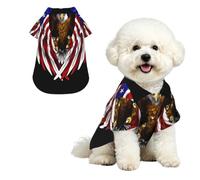 Camisa hawaiana de verano para perro, bonita ropa tropical para mascotas para perros pequeños, gatos, traje de playa ligero con bandera de Estados Unidos, águila patriótica