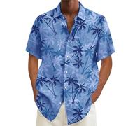 Camisa hawaiana Funky Camisa Hombre Manga Corta Botón Abajo Camisas Casual Hawaii Camisas Hombres M-XXL Hawaii Camisa Hombres 4XL Protección Solar Y Secado Rápido, I-azul., 4XL