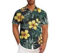 Camisa hawaiana Funky Camisa Hombre Manga Corta Botón Abajo Camisas Casual Hawaii Camisas Hombres M-XXL Hawaii Camisa Hombres 4XL Protección Solar Y Secado Rápido, A-verde., L