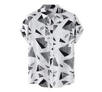 Camisa Hawaiana Hombre, Camisas de Hombre,Casual Cuello Vuelto Manga Corta Estampado Geometrico Moderna Comoda