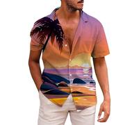 Camisa Hawaiana Hombre, Camisas de Hombre,Hawaiana Informal con Estampado Tridimensional de Manga Corta Veraniega