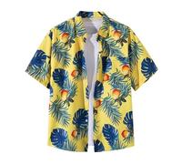 Camisa Hawaiana Hombre,Camisas Hawaiana de Manga Corta con Impresiones de Plantas Coloridas para Hombres Camisa Casual Vintage de Verano Tropical para Playa Camisas Hombre Manga Corta Rebajas
