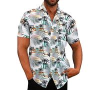 Camisa Hawaiana Hombre, Camisas Hombre Casual,Hawaiana Estampada Manga Corta con Botones Tropicales de Playa Primavera Verano Informal
