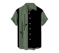 Camisa Hawaiana Hombre, Camisas Hombre Casual,Hawaiana Informal de Verano con Cuello Vuelto y Estampado Suelto en Manga Corta